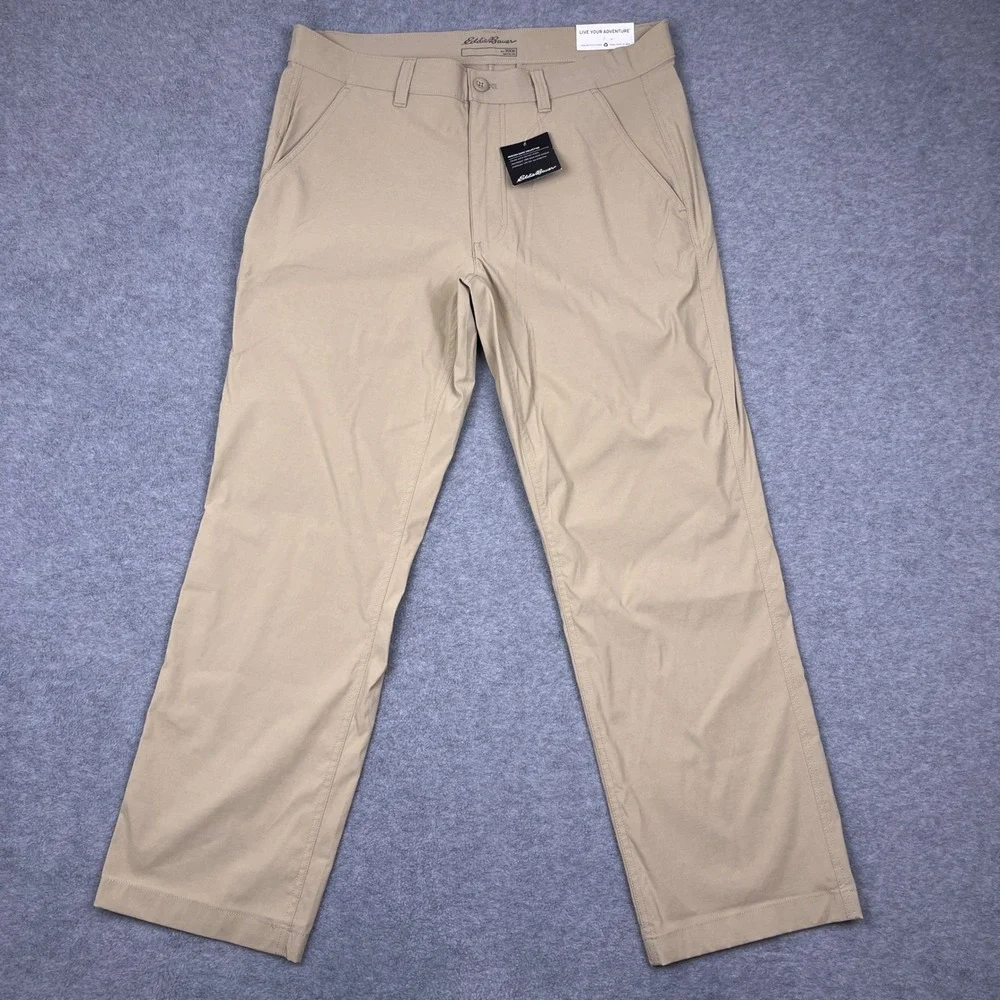 Eddie Bauer Chino Pants Mens 35x30 Khaki Horizon Guide Chino Flexion StormRepel